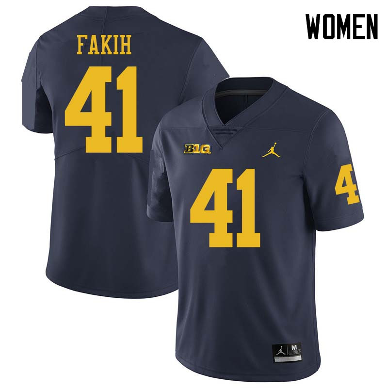 Jordan Brand Women #41 Adam Fakih Michigan Wolverines College Football Jerseys Sale-Navy